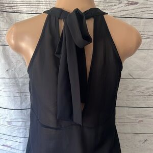 EUC Black Sheer Sleeveless Blouse w/Ties Sz M